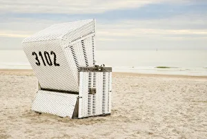 Beach chair on the beach, Westerland, Sylt, North Frisian Islands, Schleswig-Holstein Beach chair on the beach, Westerland, Sylt, North Frisian Islands, Schleswig-Holstein