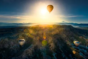 beautiful cliff landscape with morning balloons beautiful cliff landscape with morning balloons