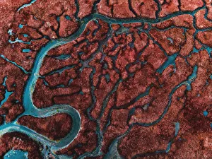 Beautiful pattern created by river delta taken from above Beautiful pattern created by river delta taken from above