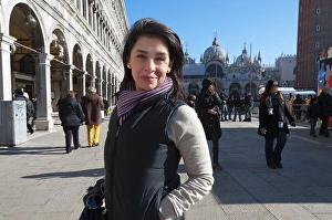 Beautiful woman in St. Marks Square Venice Italy Beautiful woman in St. Marks Square Venice Italy