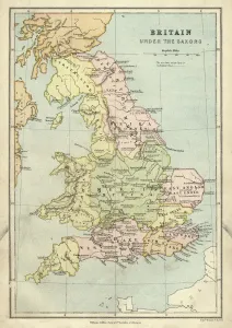 Prints of Antique map of Britain under the Anglo Saxons Related Prints: Anglo Saxon Britain Antique Map Art Print