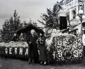 Prominent Persons In Science Prints: Albert Einstein Inspecting Winning Float