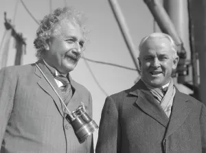 Albert Einstein and Robert Millikan Meet in Los Angeles Print