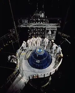 Space Exploration Research Prints: Astronauts Waiting Outside the Command Module