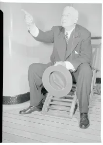 Queen Mary Liner Prints: Bernard Baruch Gesturing