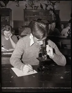 Classroom Learning Environment Prints: Boy Looking into Microscope