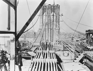 Civil Engineering History Prints: Brooklyn Bridge Under Construction