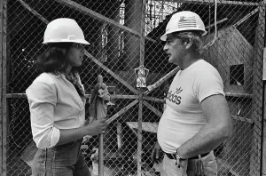Women In Construction Industry Prints: Construction Worker And Foreman Talking