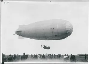 Dirigible Hovering over Crowd, Fine Art Storehouse Print