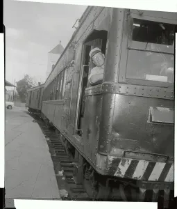 Abandoned Train Tracks Prints: Engineer Looking out from Train