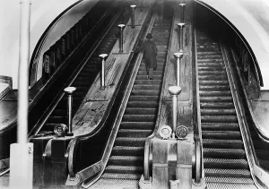 London Underground History Prints: Escalator At Picadilly Circus