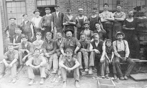 Black And White Factory Scene Prints: Factory Workers In Pose