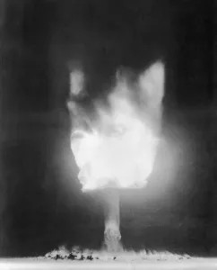 Nevada Desert Landscape Prints: Fiery Aftermath of Atomic Explosion