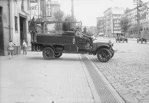 Urban Transportation Scene Prints: Firemen and Fire Engine
