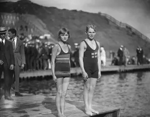 Vintage Swimwear Models Prints: Fourteen Year Old Olympic Swimmers