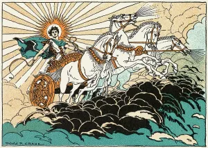 Greek God Helios Riding in Chariot Print