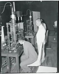 Hirohito Examines Electronic Microscope Print, 1948