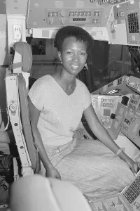 Johnson Space Center Photos Prints: Mae Jamison Posing Inside Space Shuttle Simulator