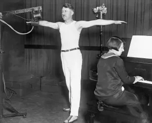 CB1 Artwork Collection Prints: Man Broadcasting an Exercise Radio Program