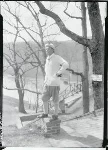 Full Length Male Figure Prints: Man Posing on a Ledge