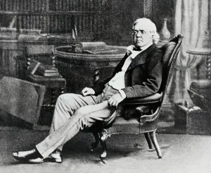 English Novelist Portrait Prints: Novelist William Thackeray in His Study