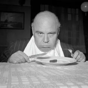 Low Calorie Meal Prints: Pouting Man with Tiny Breakfast