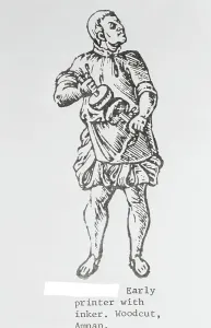 Early Printing Technology Prints: Printer Holding Inker