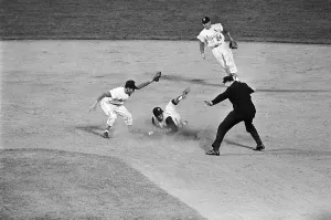 Roberto Clemente Beating Throw to Second Base Print