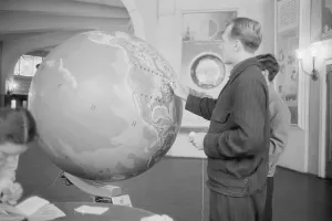Russian Space Exploration Prints: Russian Scientists Plotting Flight of Sputnik