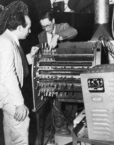 American Inventors Prints: Scientists Work on Computer