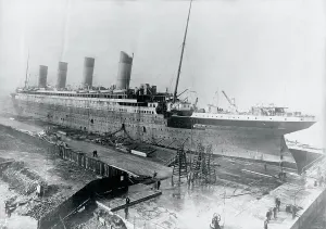 Titanic Sister Ships Prints: Ship Being Constructed on Platform