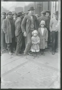 Vintage Crowd Photography Prints: Small Crowd Pausing for Camera