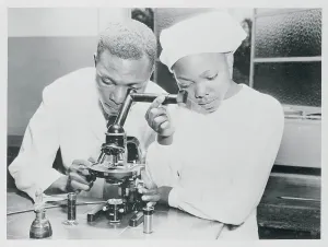 Medical Education Prints: Student Learning How to Use a Microscope