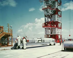 Cape Canaveral Launch Site Prints: Technicians Testing Vanguard Rocket