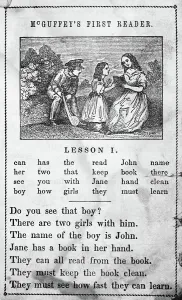 Antique Book Illustration Prints: Page from McGuffey's First Reader