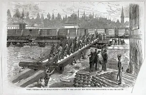 1877 Print: Siege Battery on Train, Istanbul to Pera