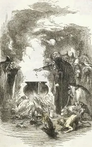 Witchcraft Art Prints: Witch Adding Ingredients to Brew