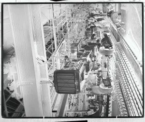 Workers Assembling Caterpillar Tractor Print (1920s)