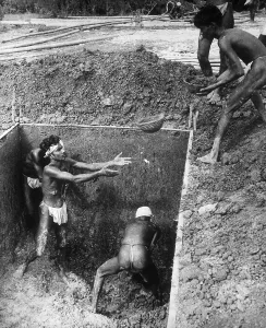 Workers Digging in Rectangular Pit Print, 1966