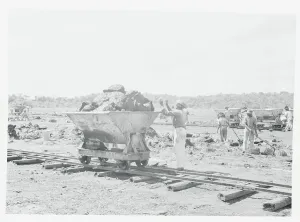 Trinidad And Tobago History Prints: Workers Loading Wagon with Rocks