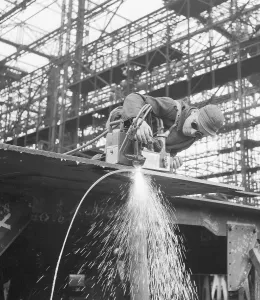 German Armed Forces Prints: Workman Using Welding Tool