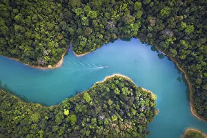 Bird eye view of Surat Thani fly in the morning Bird eye view of Surat Thani fly in the morning