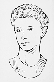 Black and white portrait of Roman Emperor Augustus as a young man Black and white portrait of Roman Emperor Augustus as a young man