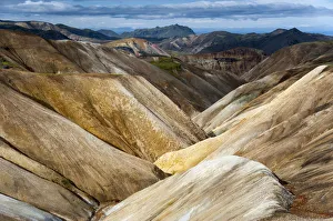 Blahnukur volcano and Brennisteinsalda volcano, rhyolite mountains, Landmannalaugar Blahnukur volcano and Brennisteinsalda volcano, rhyolite mountains, Landmannalaugar