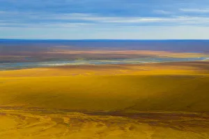 Blue sky over Ivishak River and tundra, North Slope, Alaska, USA Blue sky over Ivishak River and tundra, North Slope, Alaska, USA
