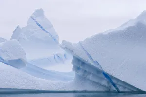 Blue stripe, frozen melt water in a white iceberg, Pleneau Bay, Antarctic Peninsula Blue stripe, frozen melt water in a white iceberg, Pleneau Bay, Antarctic Peninsula