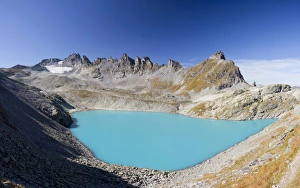 Blue Wildsee Lake at Pizol massif in Heidi-Land Bad Ragaz in the Swiss Alps, Switzerland Blue Wildsee Lake at Pizol massif in Heidi-Land Bad Ragaz in the Swiss Alps, Switzerland