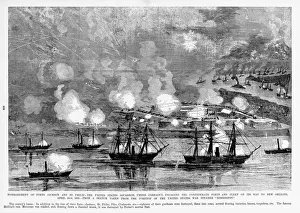 Bombardment of Forts Jackson, St. Philip, 1865 Civil War Engraving Bombardment of Forts Jackson, St. Philip, 1865 Civil War Engraving