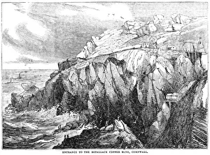 Botallack Copper Mine, Cornwall - 1833 woodcut Botallack Copper Mine, Cornwall - 1833 woodcut