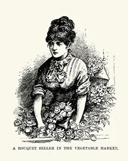 Bouquet seller in the market, New Orleans 19th Century Bouquet seller in the market, New Orleans 19th Century